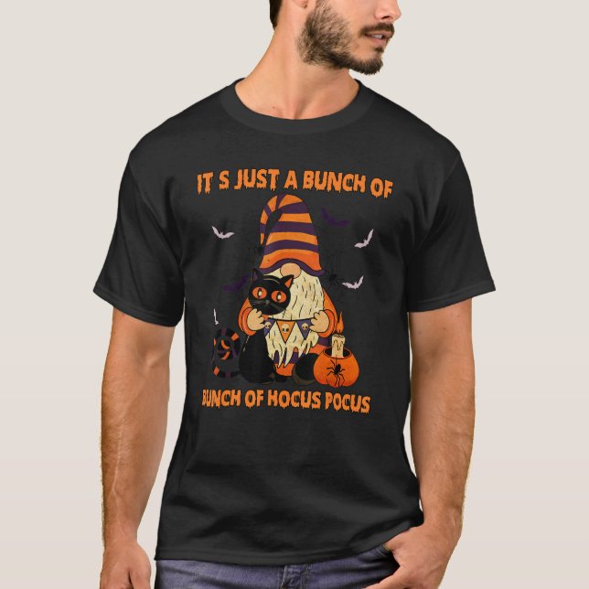 Camiseta Bunch Of Hocus Pocus Pumpkin Gnomes Bats Scary Cat (Frente)