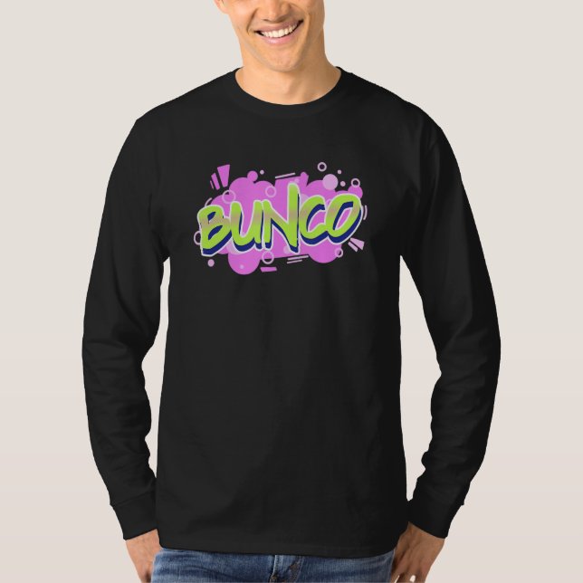 Camiseta Bunco Divertida de grafite. Noite do jogo (Frente)