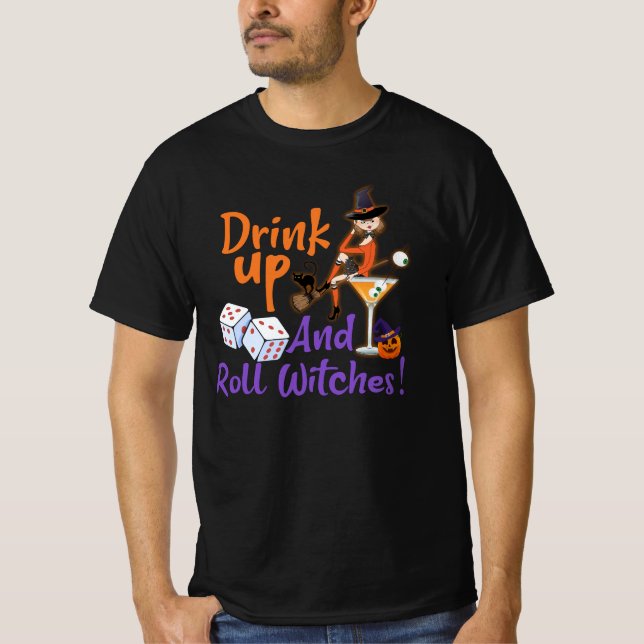 Camiseta Bunco Halloween Bebe e Roll Witts Dice Gam (Frente)