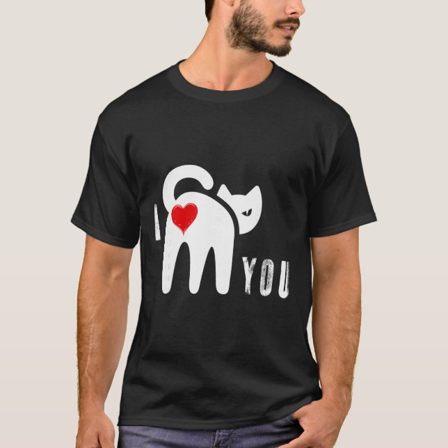 Camiseta Bunda de Gato Divertida Coração Dia dos Namorados  (Frente)
