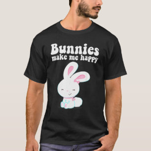 Camiseta Bunnies Me Faz Feliz Garota Garota Garota Mãe Boni