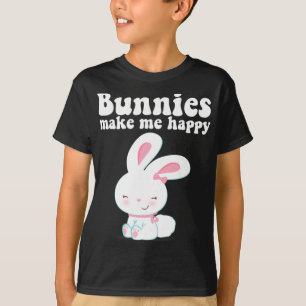 Camiseta Bunnies Me Faz Feliz Garota Garota Garota Mãe Boni