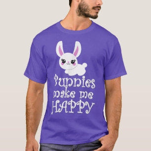 Camiseta BUNNIES ME FELIZMENTE Bunny Mãe Coelho Pet Proprie
