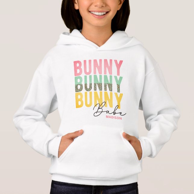 Camiseta Bunny Babe Cute Modern Páscoa Personalizada (Frente)