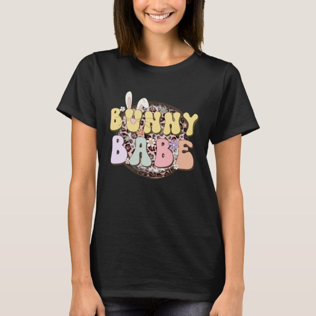 Camiseta Bunny Babe Rabbit Ear Buffalo Plaid Retro Groovy E (Frente)