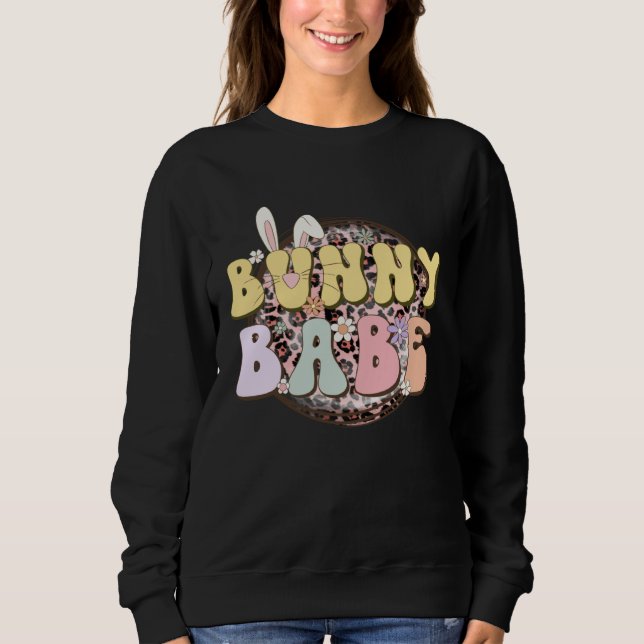 Camiseta Bunny Babe Rabbit Ear Buffalo Plaid Retro Groovy E (Frente)