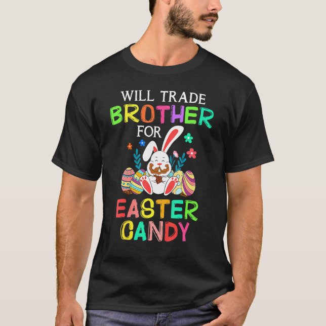 Camiseta Bunny Coma Ovos De Chocolate Comercializarão Irmão (Frente)