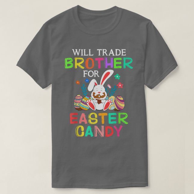 Camiseta Bunny Coma Ovos De Chocolate Comercializarão Irmão (Frente do Design)