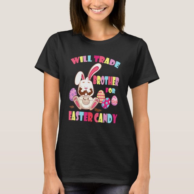 Camiseta Bunny Coma Ovos De Chocolate Comercializarão Irmão (Frente)