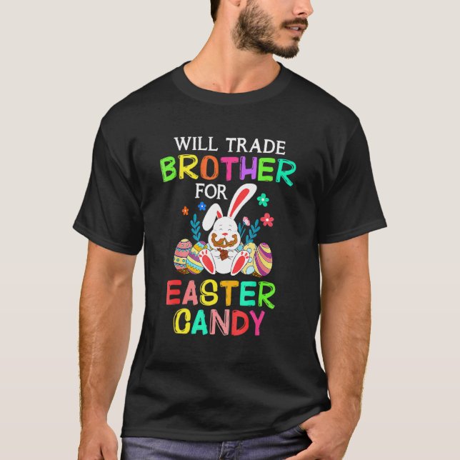 Camiseta Bunny Coma Ovos De Chocolate Comercializarão Irmão (Frente)