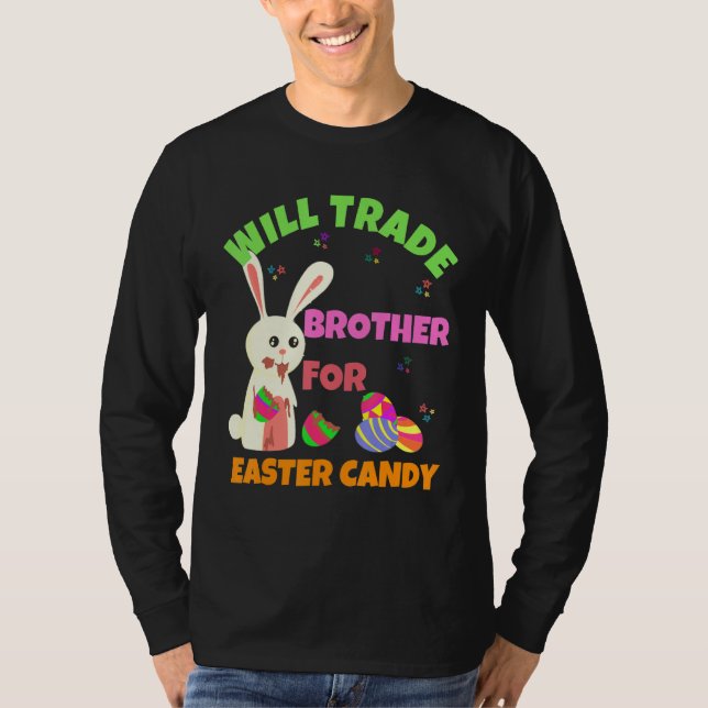 Camiseta Bunny Coma Ovos De Chocolate Comercializarão Irmão (Frente)