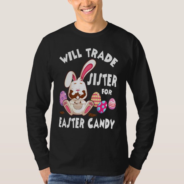 Camiseta Bunny Coma Ovos De Chocolate Trocam Irmã Por Eas (Frente)