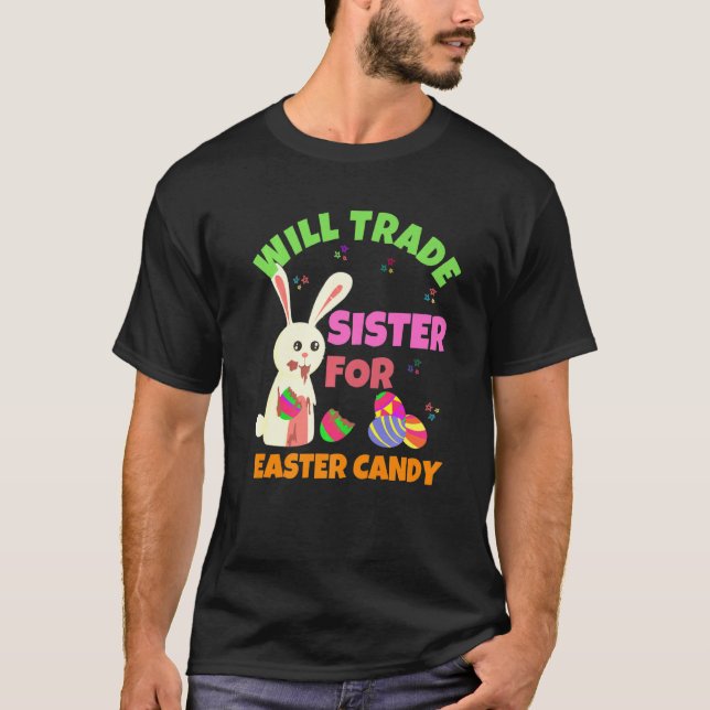 Camiseta Bunny Coma Ovos De Chocolate Trocam Irmã Por Eas (Frente)