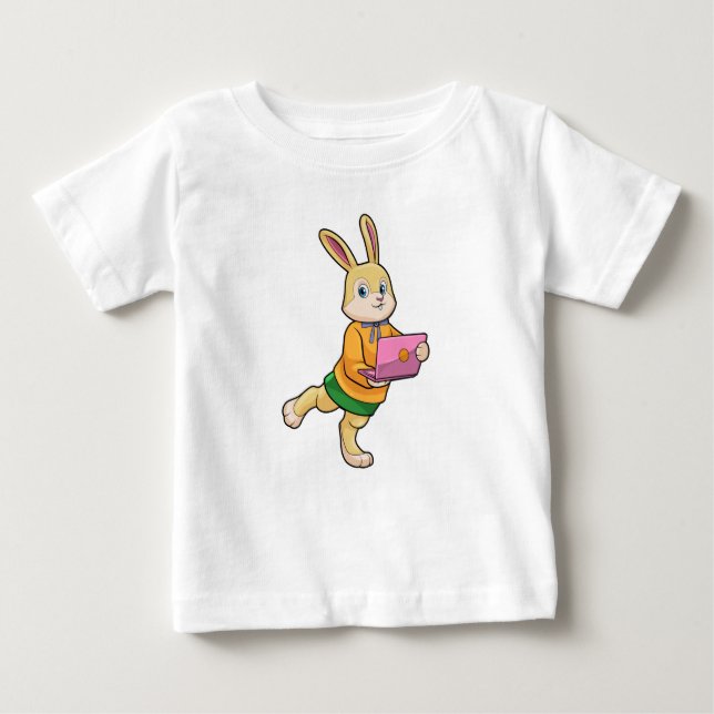 Camiseta Bunny como Secretário com Laptop (Frente)