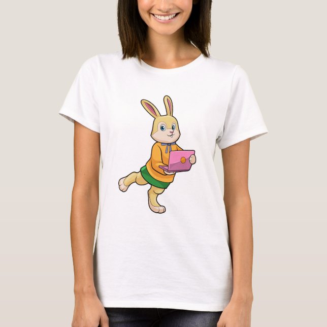 Camiseta Bunny como Secretário com Laptop (Frente)