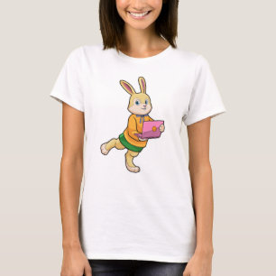 Camiseta Bunny como Secretário com Laptop