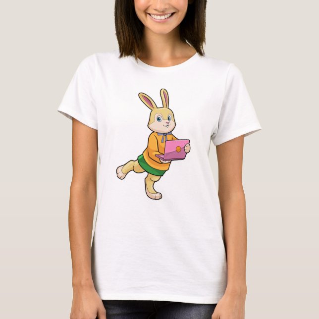 Camiseta Bunny como Secretário com Laptop (Frente)