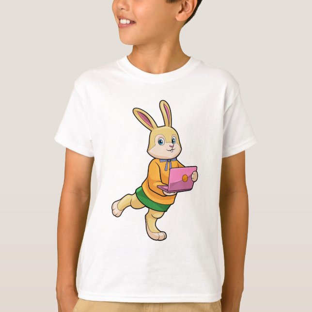 Camiseta Bunny como Secretário com Laptop (Frente)