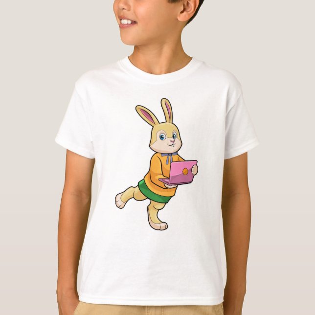 Camiseta Bunny como Secretário com Laptop (Frente)