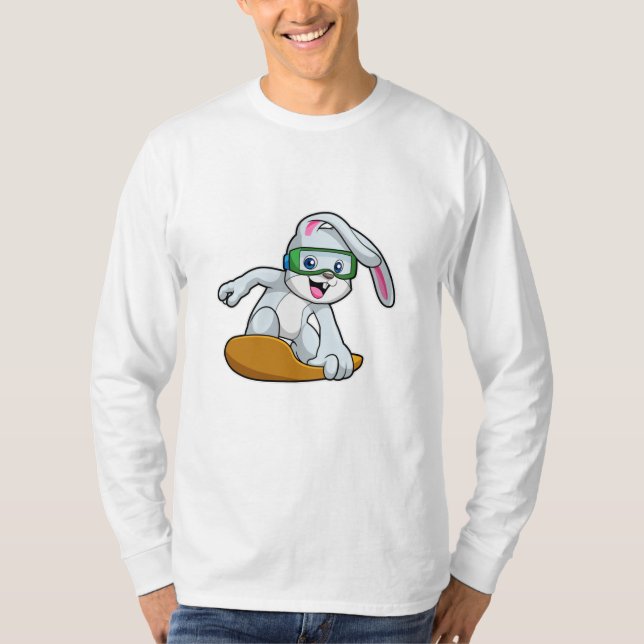 Camiseta Bunny como Snowboarder com Snowboard (Frente)
