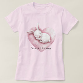 Camiseta Bunny Coração Rosa Doce Almofada Coração
