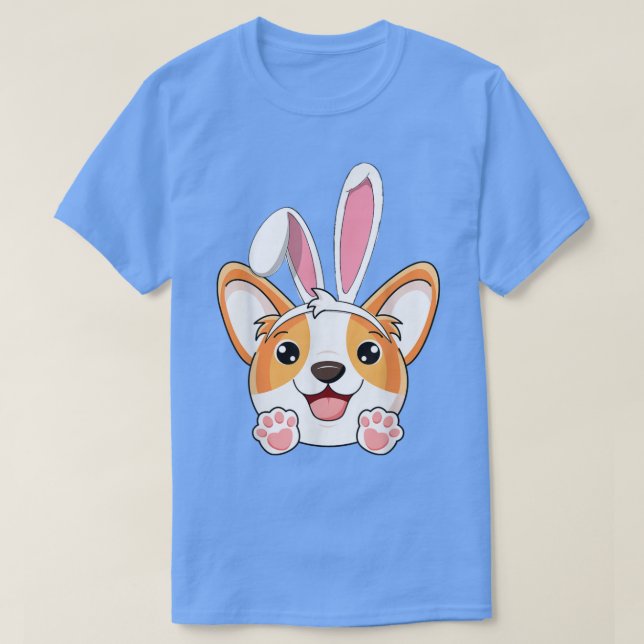 Camiseta Bunny Corgi Páscoa Rabbit Ears Corgi Lover Egg Hun (Frente do Design)