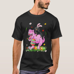 Camiseta Bunny Dachshund Andando em T Rex Felz pascoa Day H