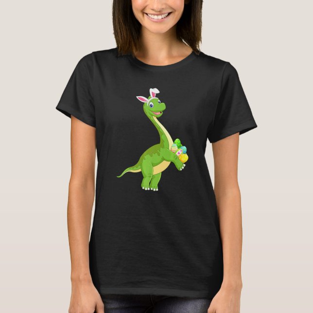 Camiseta Bunny Ear Dinossaur Caça De Ovos Dinossauro Eas (Frente)