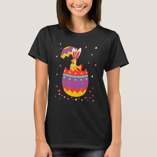 Camiseta Bunny Ears Ovos Figurino Dia da Páscoa Gráfico Ch (Frente)