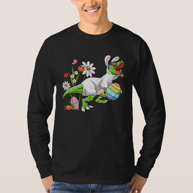 Camiseta Bunny Easter Basket Stuffers Easter Dinosaur  Boys (Frente)