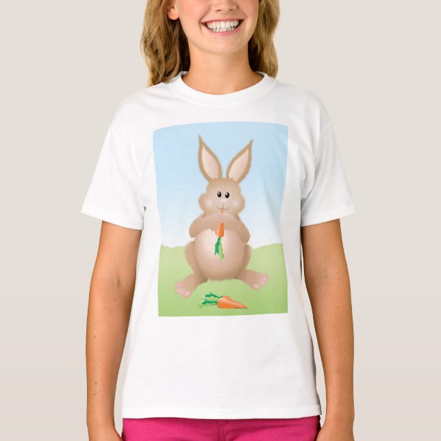 Camiseta Bunny Eating Carrot Adorable Rabbit (Frente)