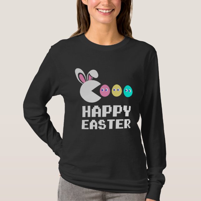 Camiseta Bunny Egg Hunting Happy Easter Day For Kids Girls  (Frente)
