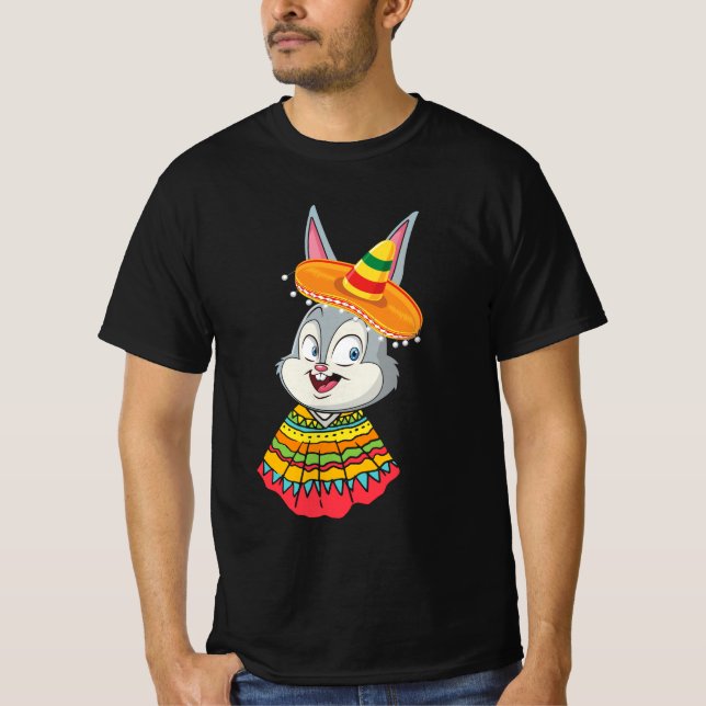Camiseta Bunny Face Com Sombrero Hat Cinco De Mayo Páscoa (Frente)