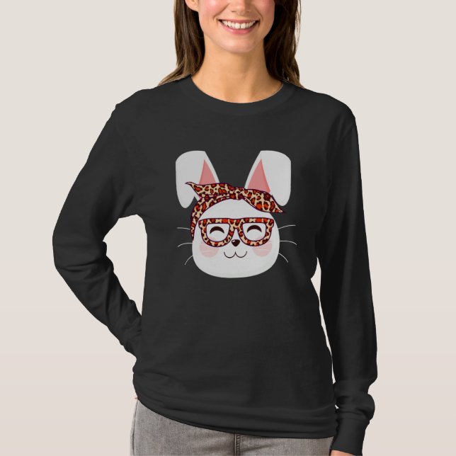 Camiseta Bunny face Cool Easter Bunny with Glasses Easter   (Frente)