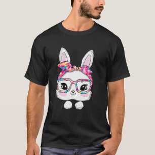 Camiseta Bunny Face Vestindo Tie Dye Óculos Fósforo Feliz