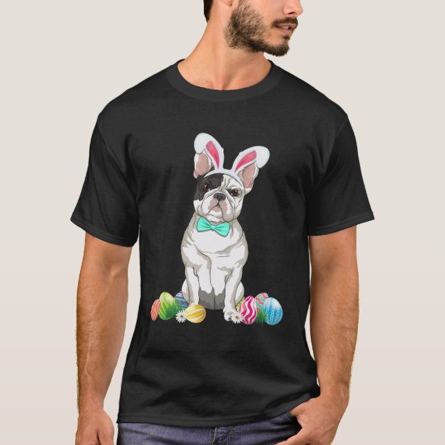 Camiseta Bunny French Bulldog Easter Happy Easter Dog (Frente)