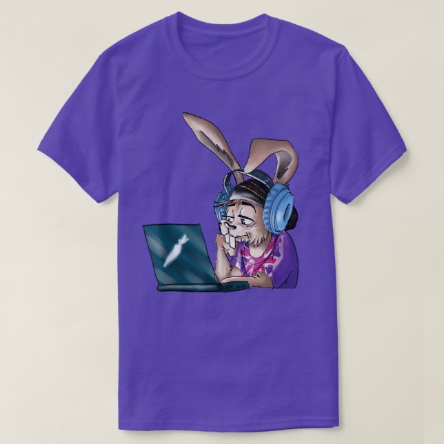 Camiseta Bunny Gamer O Geek de Jogo Bunny não te ouve (Frente do Design)
