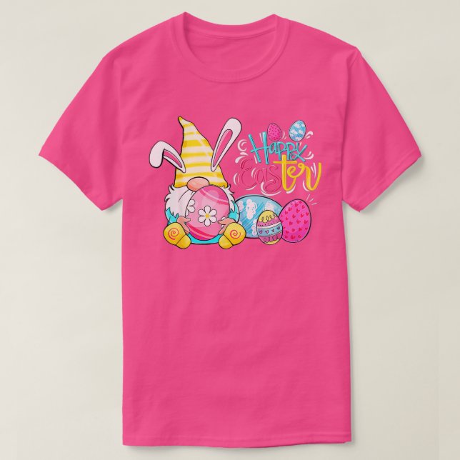 Camiseta Bunny Gnome Rabbit Eggs Hunting Happy Easter Day F (Frente do Design)