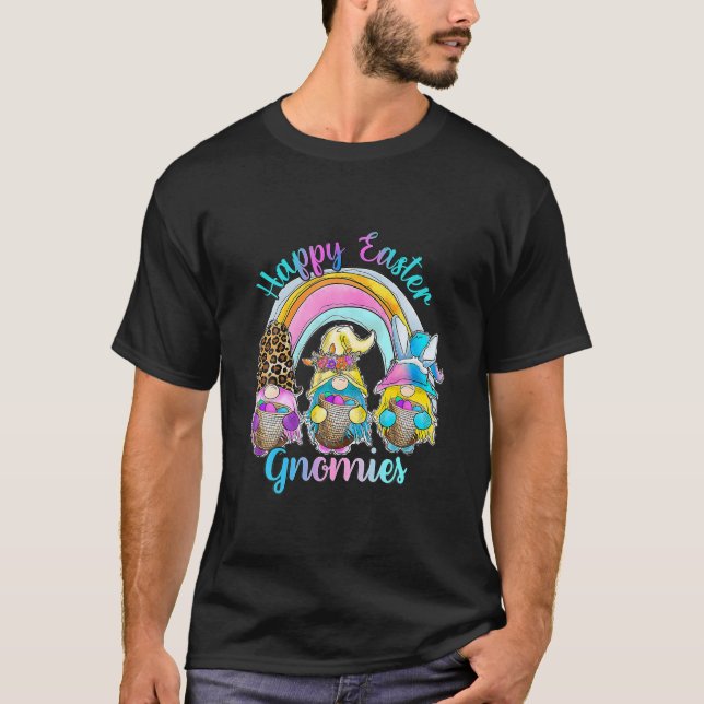 Camiseta Bunny Gnome Rabbit Ovos Caçando Felz pascoa Dia F (Frente)