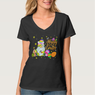 Camiseta Bunny Gnome Rabbit Ovos de Caça Dia 1 Felz pascoa