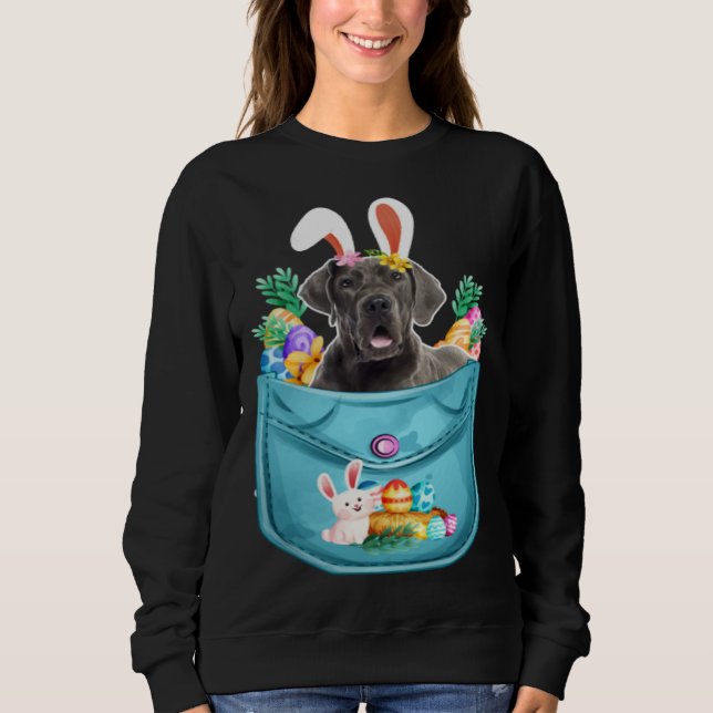 Camiseta Bunny Great Dane In Pocket Easter Day Eggs Bunny D (Frente)