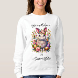 Camiseta Bunny Kisses e Páscoa desejam a camisola feminina