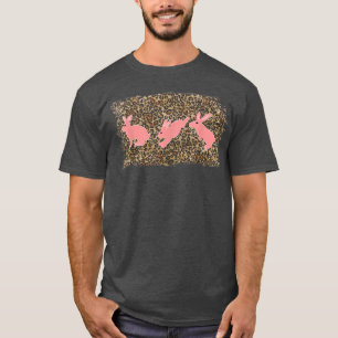 Camiseta Bunny Lepard Páscoa Engraçado Hoppy