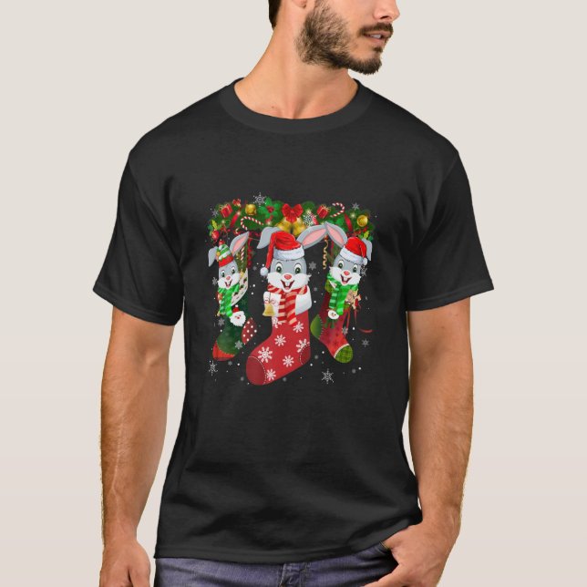 Camiseta Bunny Meias Natal Engraçado Família Pajamas Christ (Frente)