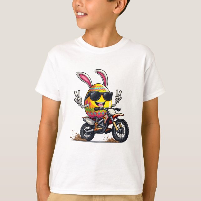 Camiseta Bunny Motocross Rider Dirt Bike Design (Frente)