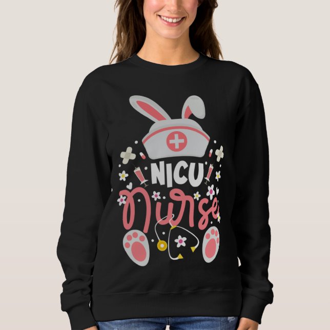Camiseta Bunny NICU Nurse Bunny Ears Neonatal Intensive Car (Frente)