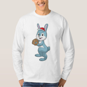 Camiseta Bunny no Baseball com luva de baseball