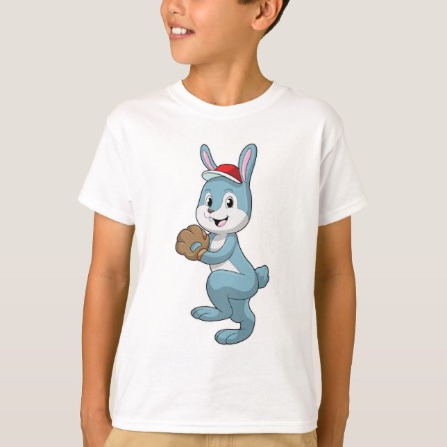 Camiseta Bunny no Baseball com luva de baseball (Frente)