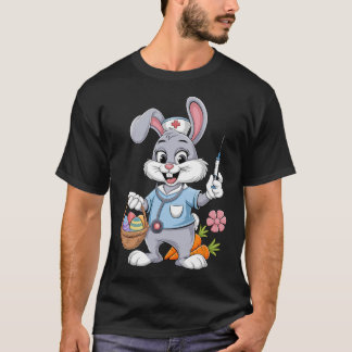 Camiseta Bunny Nurse Easter Day Stethoscope Rabbit Scrub To
