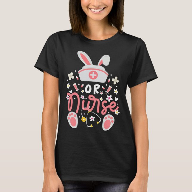 Camiseta Bunny OR Nurse Cute Bunny Ears Hat Operating Room  (Frente)